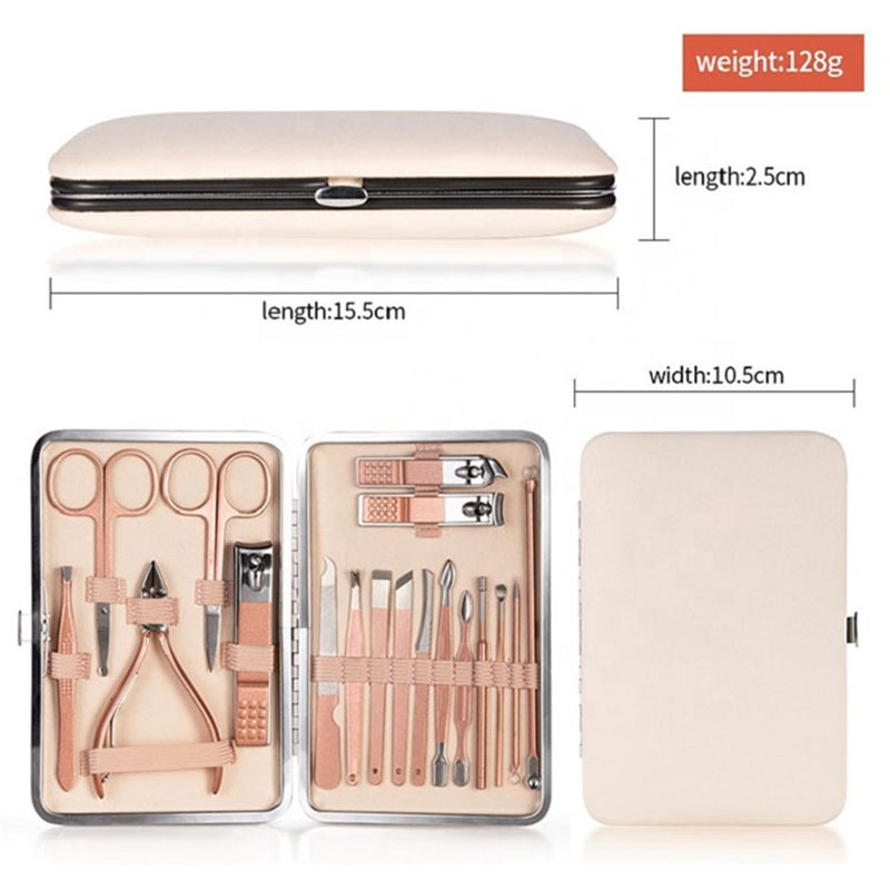 Rose Gold Stainless Steel Nail Care Tools Grooming Sets Nail Clipper Kit Women Manicure & Pedicure Set