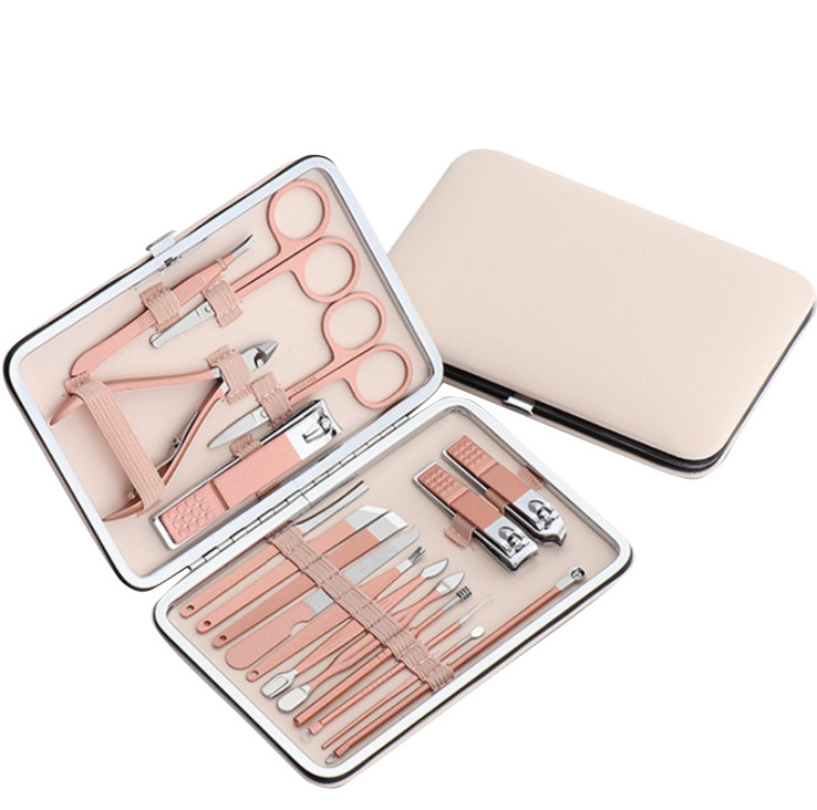 Rose Gold Stainless Steel Nail Care Tools Grooming Sets Nail Clipper Kit Women Manicure & Pedicure Set