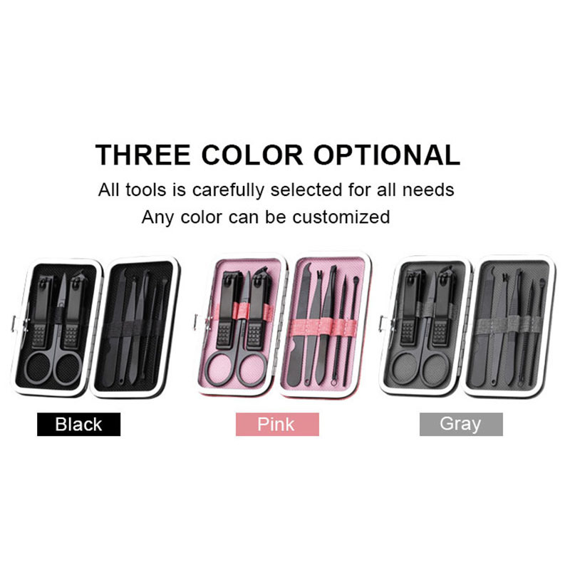 Hot selling 8pcs beauty care tools nail clipper kits professional stainless steel travel manicure and pedicure sets