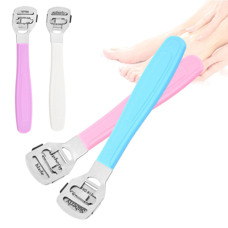 High quality plastic handle stainless steel corn callus shaver dead hard skin remover foot file pedicure care tool for hand feet