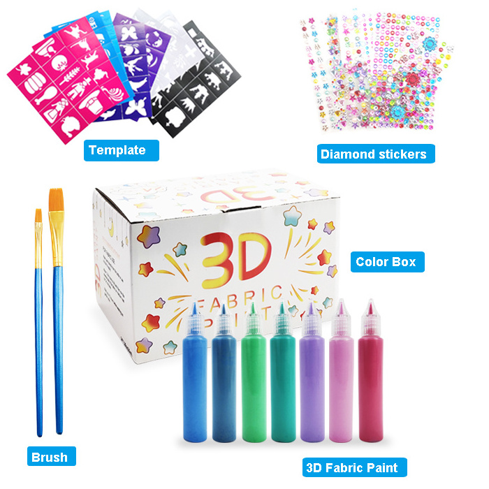 Promotional DIY 3D Art Paint, Waterproof Fabric Paint, Permanent 3D Textile Paint for Clothing