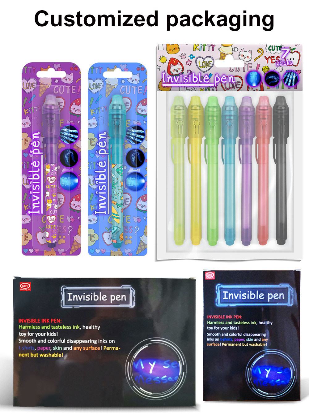 KHY Cheap Wholesale UV LED Light Magic Pen Invisible Ink Pen