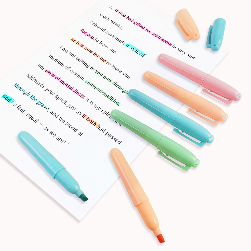 Manufactory Wholesale Soft Wax Pill Mini Highlighters Stick For School Highlight Crayon Highlighter Marker Pen Set