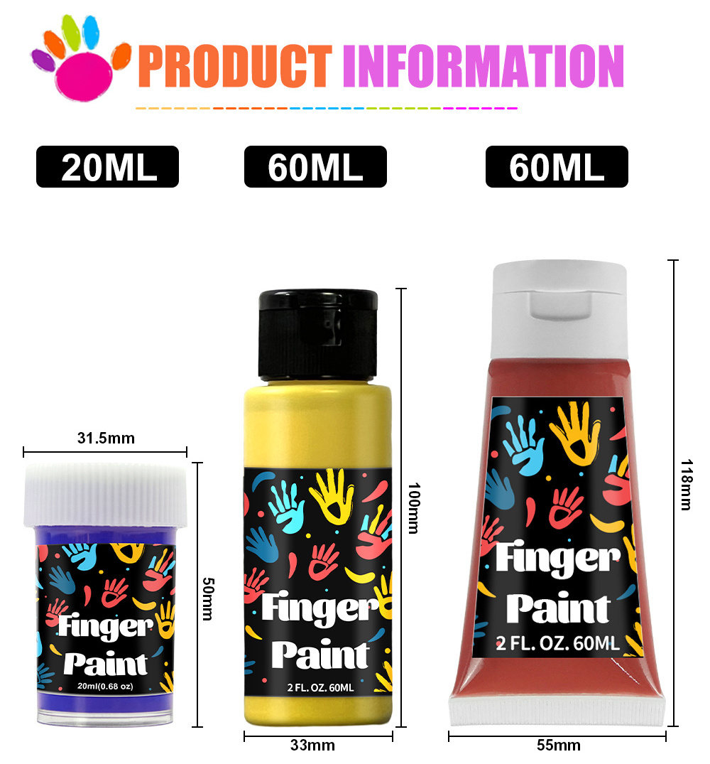 Wholesale 12 Colors Washable DIY Art Paint for Kids Funny ECO Friendly Finger Paint Kit