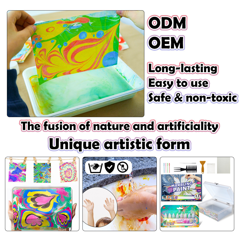 Educational Toys 10 Colors Eco-friendly DIY Magic Floating Painting Art Marbling Paint Kit for Kids