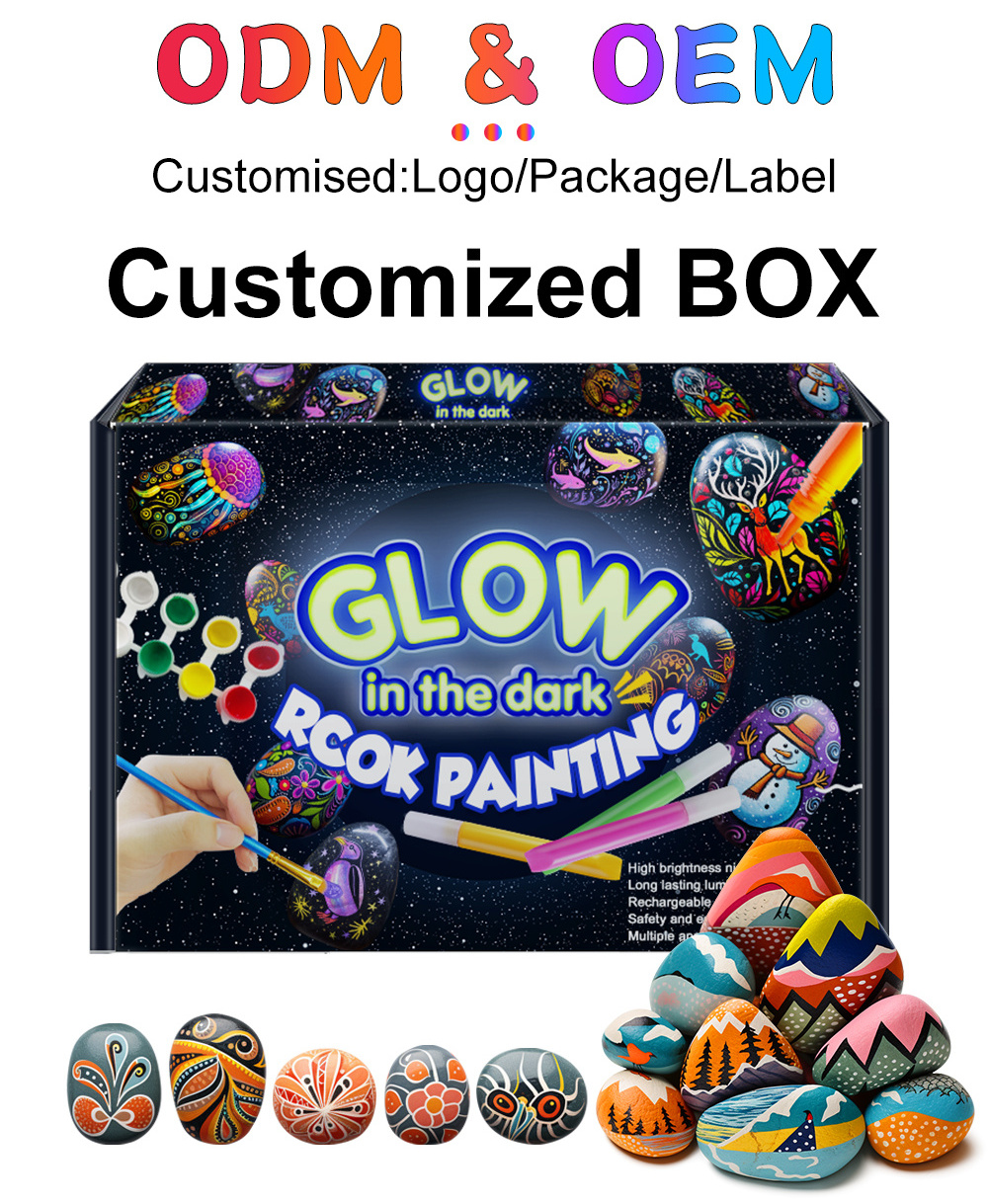 KHY Custom Wholesale Non-Toxic DIY Glow in the Dark Acrylic Paint Rock Painting Kit