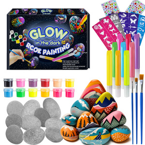 KHY Custom Wholesale Non-Toxic DIY Glow in the Dark Acrylic Paint Rock Painting Kit