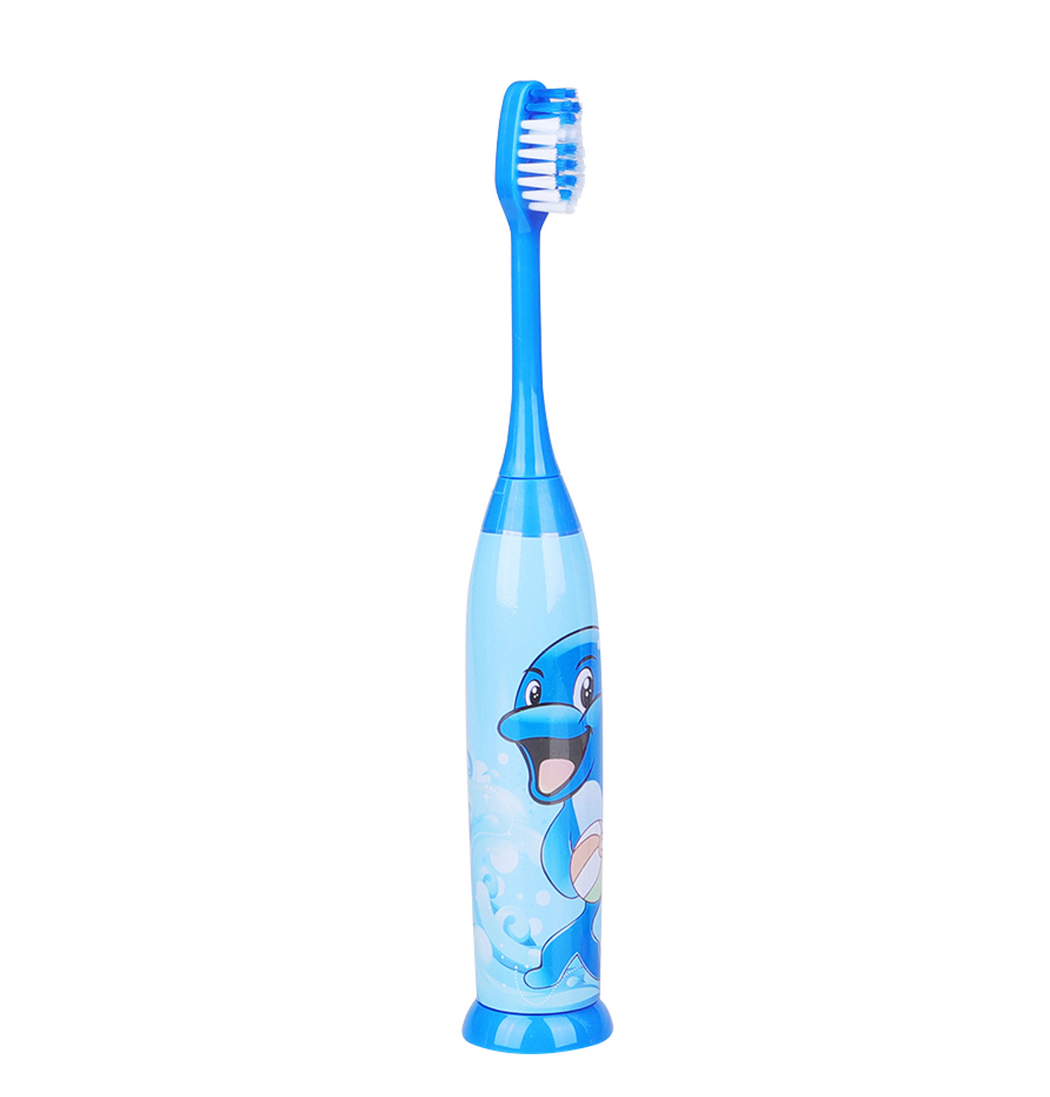 Cartoon Decorated Slim Handle IPX7 Level Changeable Head Soft Polished Bristle Kids Battery powered electric toothbrush