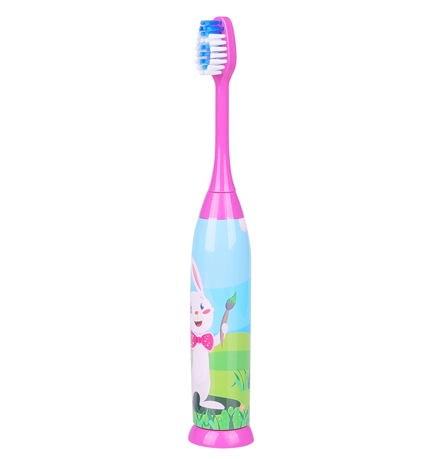 Cartoon Decorated Slim Handle IPX7 Level Changeable Head Soft Polished Bristle Kids Battery powered electric toothbrush