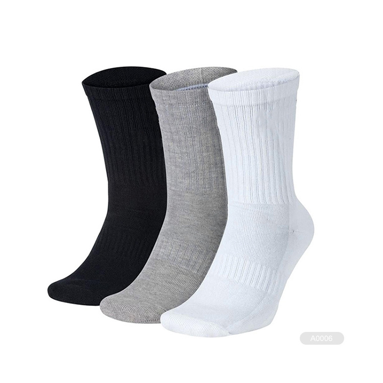 wholesale price white sport socks cotton crew white black socks custom white school socks