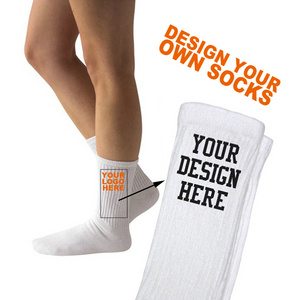 Custom Packaging Brand Logo Athletic Men`s Tube White Womens Sports Socks