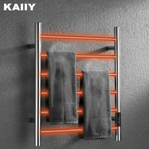 Kaiiy factory Factory Intelligent Home Electric Vertical Heated Black Towel Warmer Rack High Quality Hanger For Heated Towel Radiator Rail