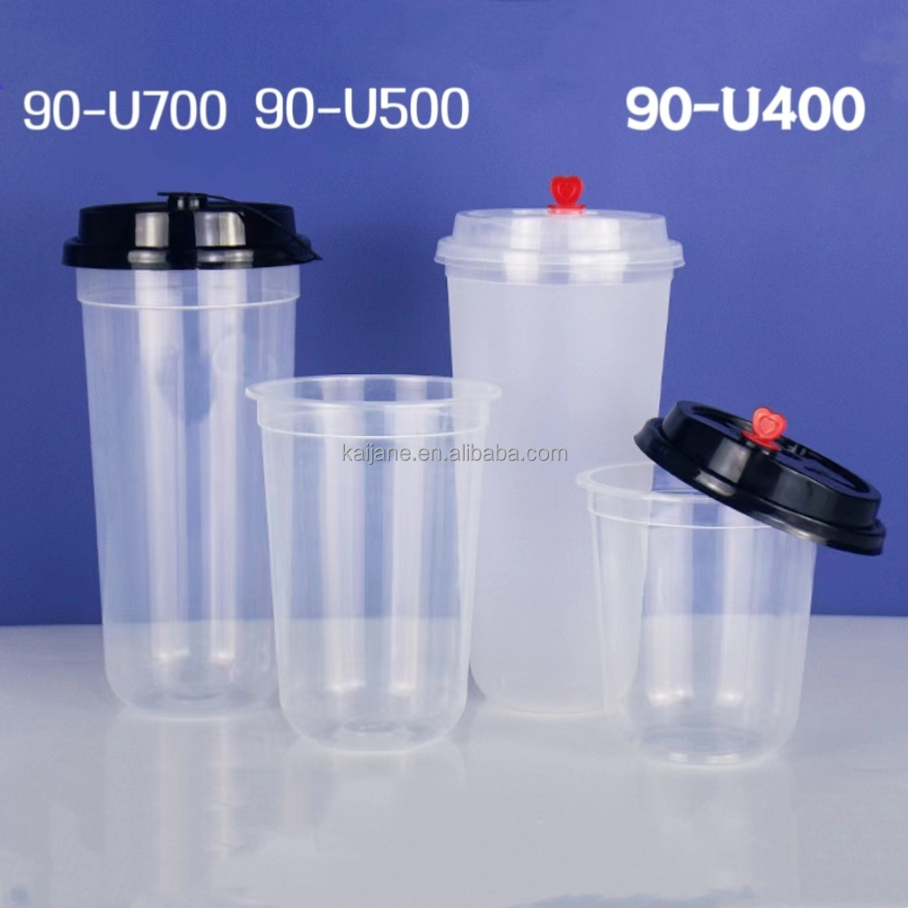 Hot Sale disposable clear  lemonade cups 32oz fruit milk boba bubble tea juice pp  plastic cups containers with lids