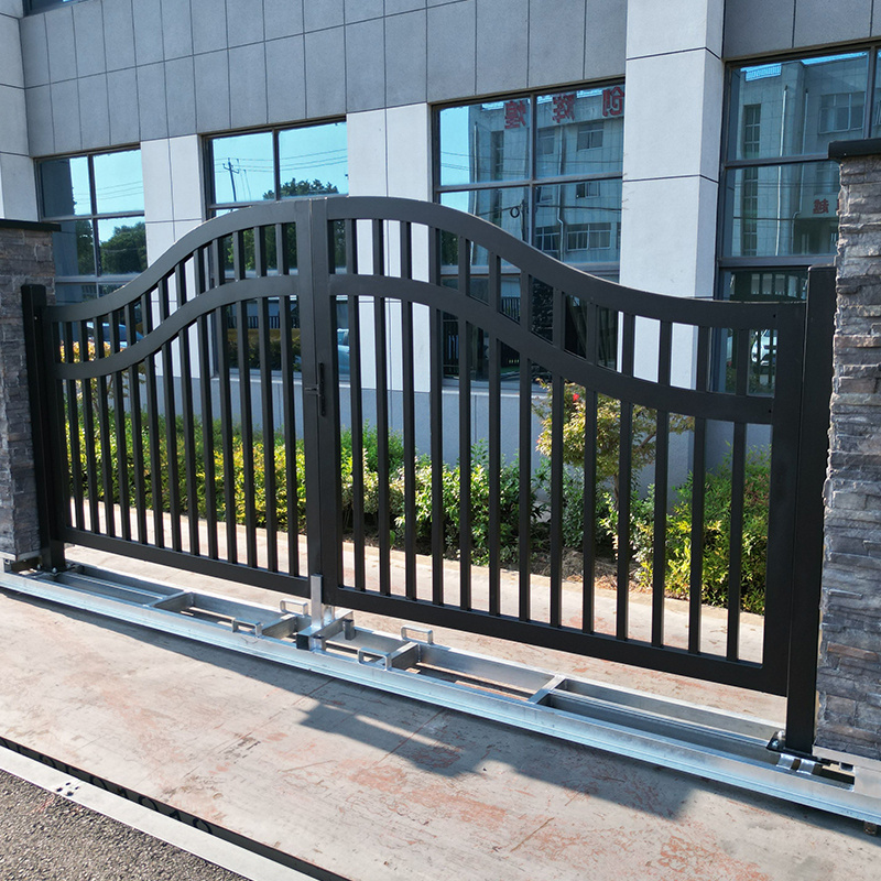 KJ Hot Sale Garden Ornamental wrought iron driveway gate villa swing gates security front entrance gate wrought iron doors