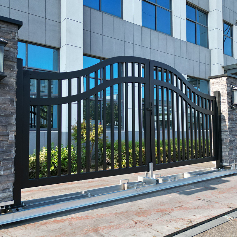 KJ Hot Sale Garden Ornamental wrought iron driveway gate villa swing gates security front entrance gate wrought iron doors