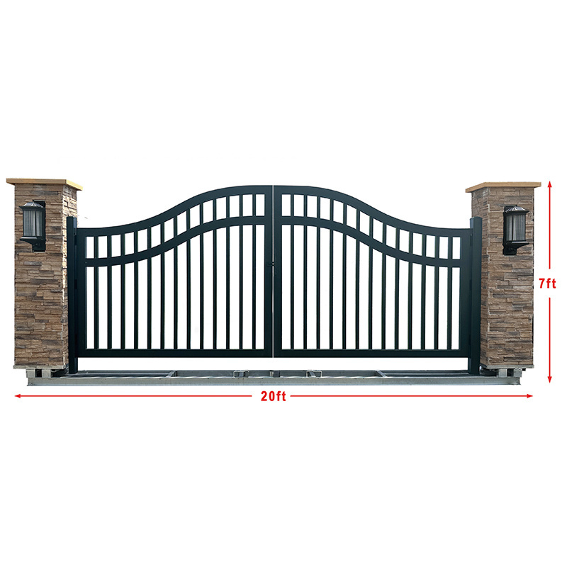 KJ Hot Sale Garden Ornamental wrought iron driveway gate villa swing gates security front entrance gate wrought iron doors