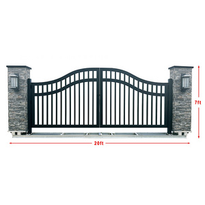 KJ Hot Sale Garden Ornamental wrought iron driveway gate villa swing gates security front entrance gate wrought iron doors