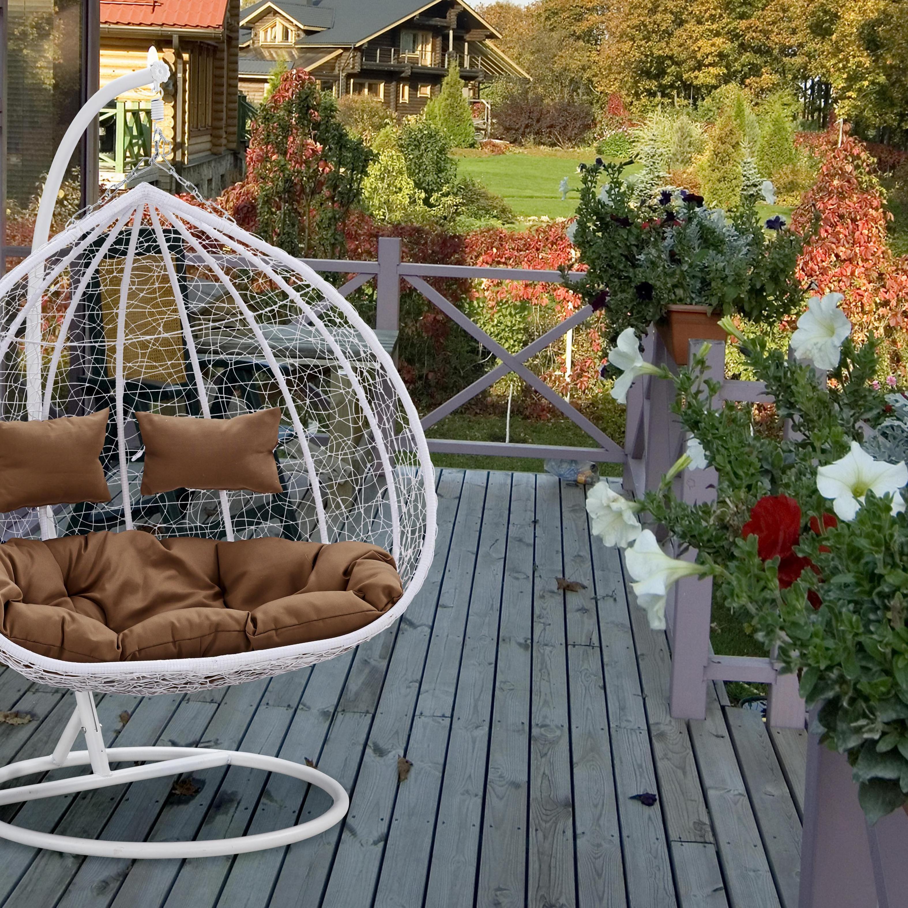 Luxury Fashion Garden Outdoor Furniture Two Person Double Swing Chair Water Drop Shaped Wicker Hanging Chair