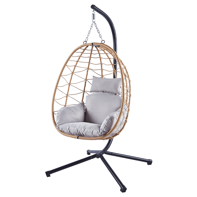 Best Popular Patio Swing Hanging Egg And Cushion Hammock Chair Folding Hanging Chair With Metal Base