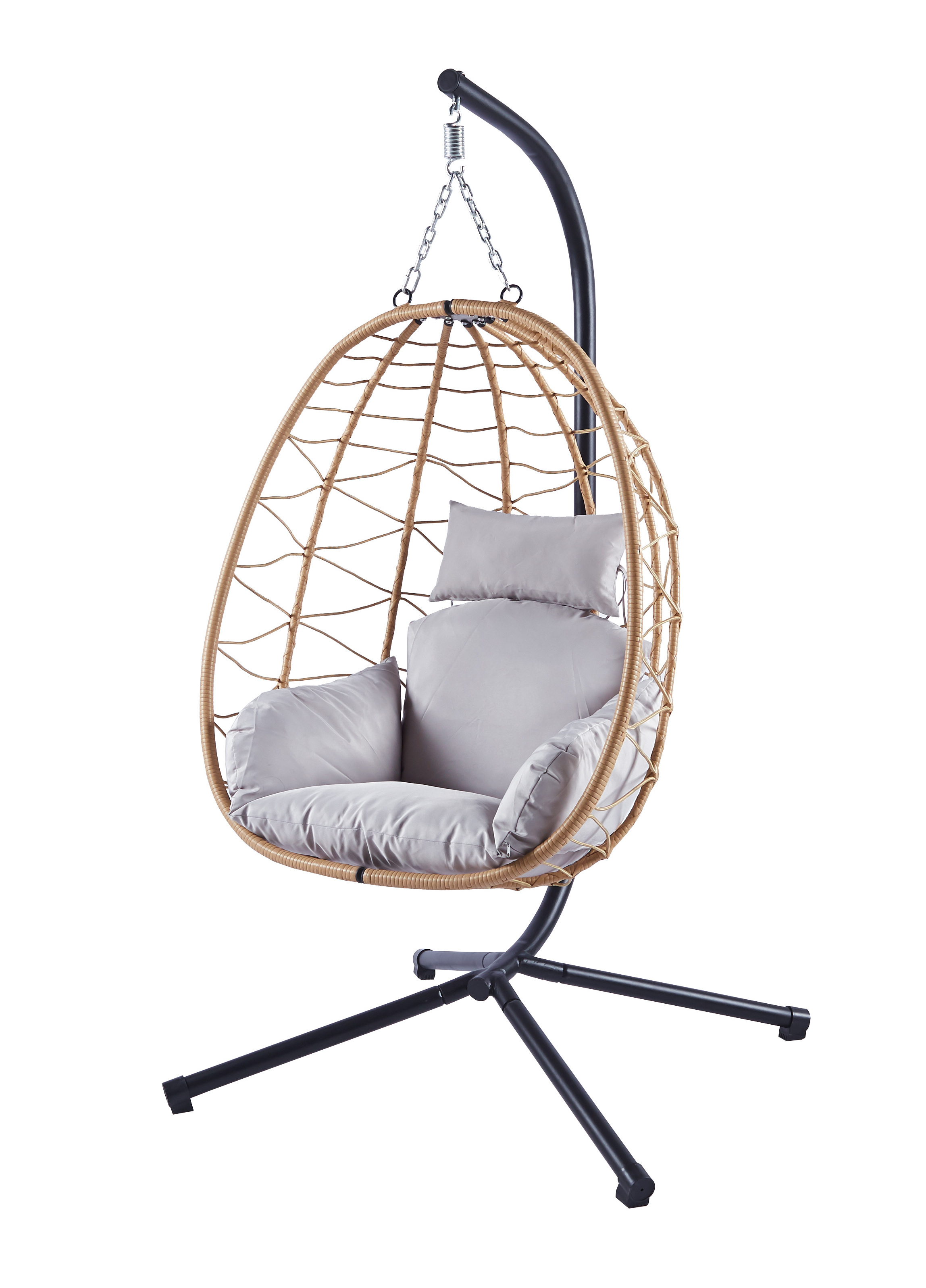 Best Popular Patio Swing Hanging Egg And Cushion Hammock Chair Folding Hanging Chair With Metal Base