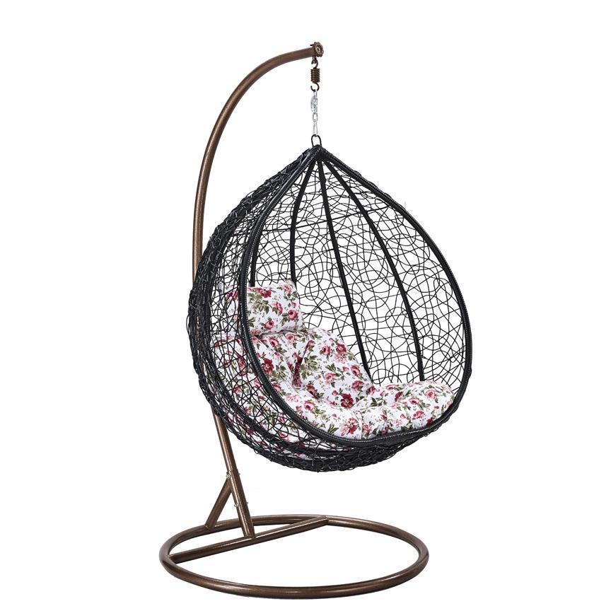 Modern Outdoor Garden Patio PE Rattan Metal Swings Hanging Basket Egg Chair With Stand