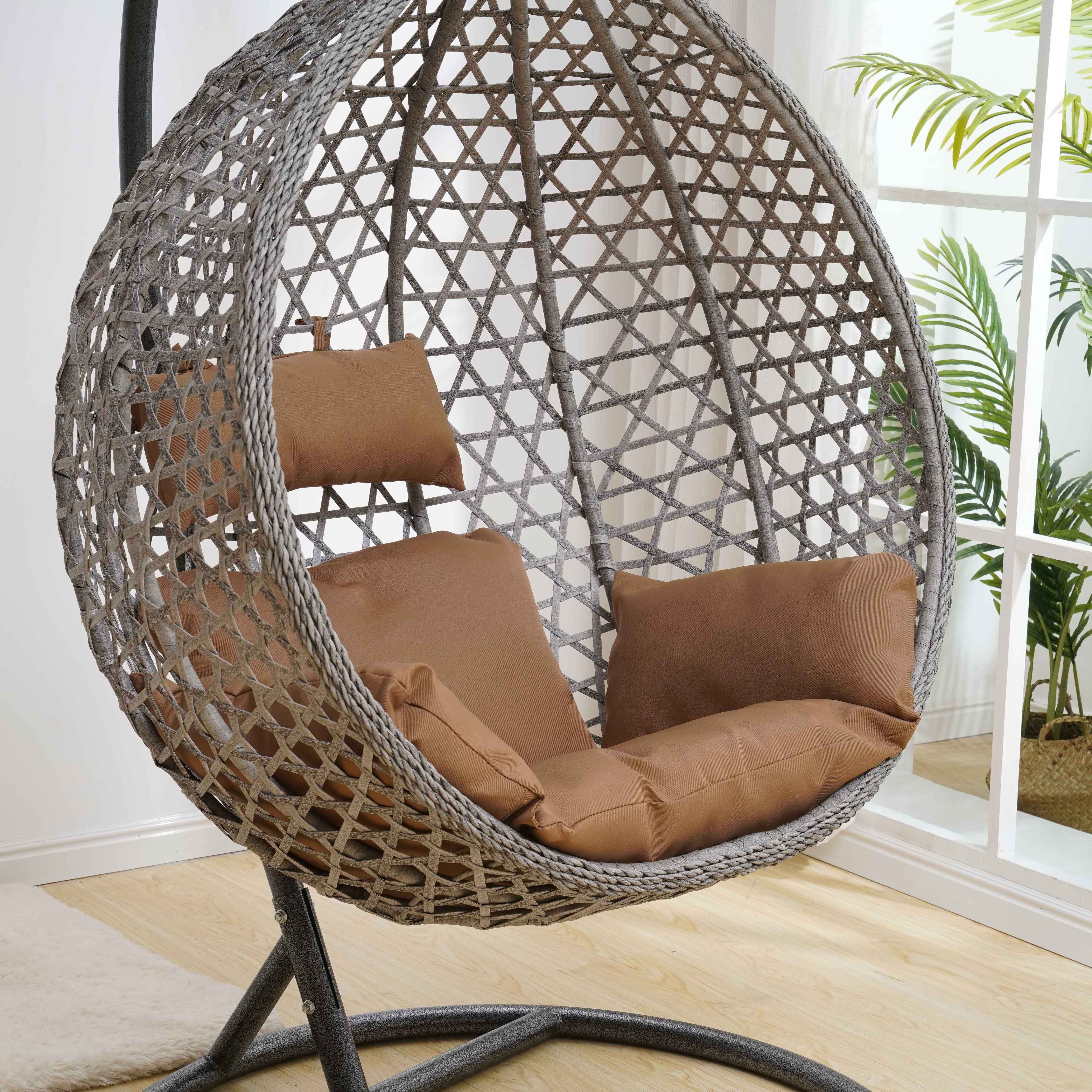 2022 Hot Sale Outdoor Furniture Rattan Swivel Egg Chair Pod Patio Swing Hanging Chair With Stand