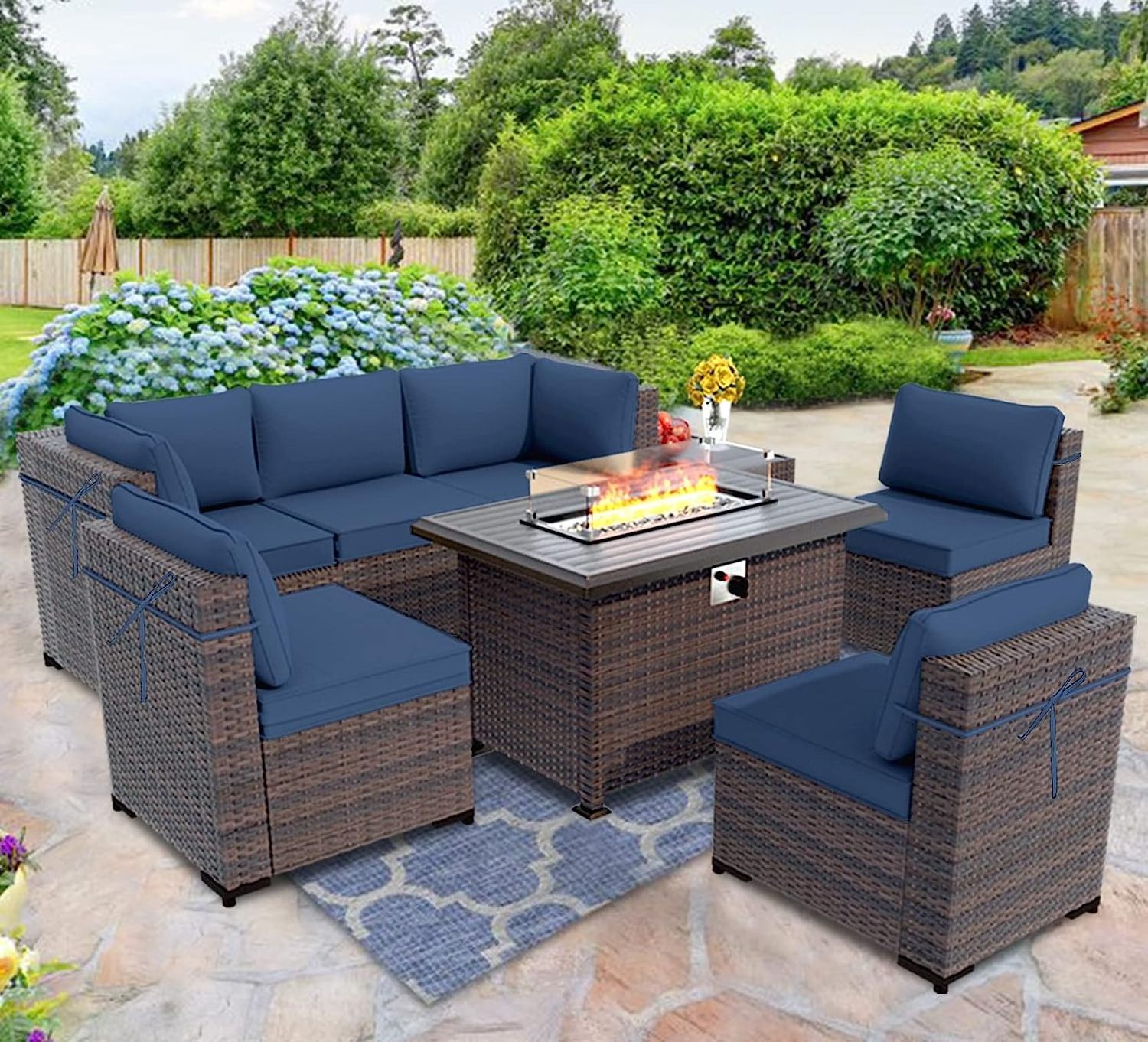 great design garden PE rattan chair outdoor wicker furniture stove table Multi-person conversation sofa