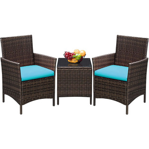 outdoor leisure furniture Modern Patio garden Wicker Rattan Patio Set Brown 3 Piece Set of Table and Chairs