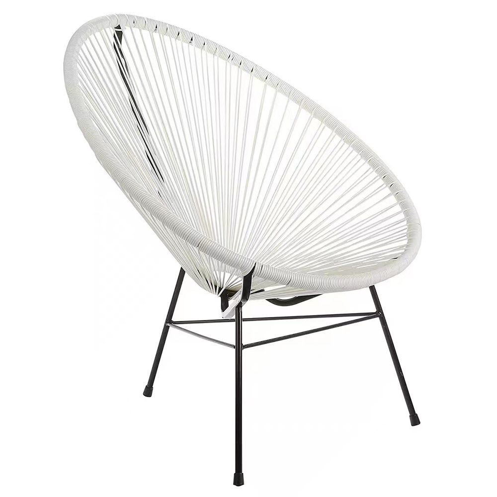 2022 All Weather Indoor Outdoor Oval Weave Lounge Patio Papasan Chair Wicker Sun Chair Bistro Set Rattan Acapulco Chair