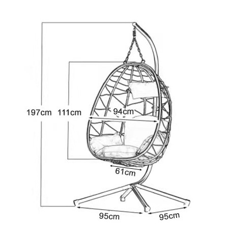 2021 New Design Outdoor Furniture Modern Rocking Relaxing Basket Egg Chair Patio Folding Rattan Hanging chair with stand