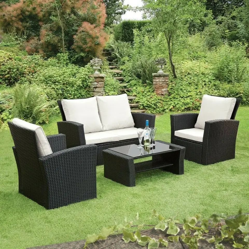 Modern Best Seller Plastic PE Rattan Leisure Chair Outdoor Garden Patio Furniture Rattan Wicker Lounge Sofa Set