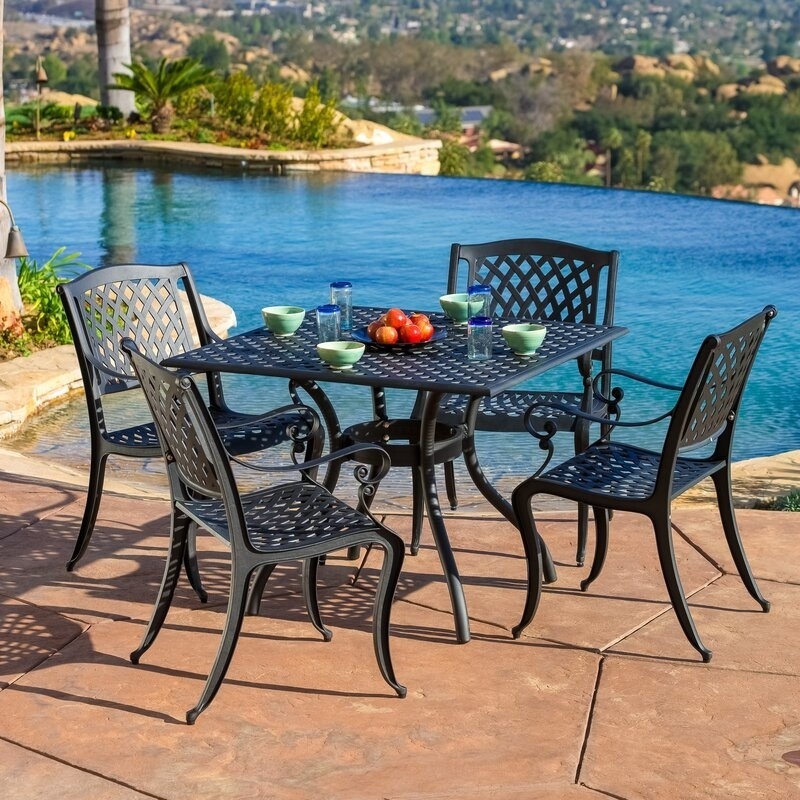 Outdoor Furniture Garden Dining Table Chair Set Casting Aluminum Gardeners Eden Furniture Set