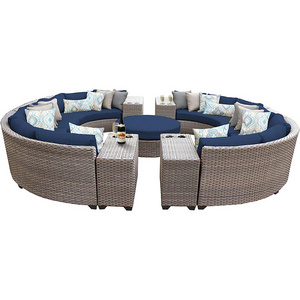 Modern luxury all weather wicker outdoor garden furniture patio garden round big rattan sofa set