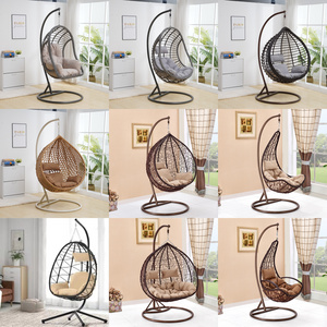 Best Seller Outdoor One Seat Rattan Wicker Swing Basket All Weather Hanging Egg Chair With Metal Stand