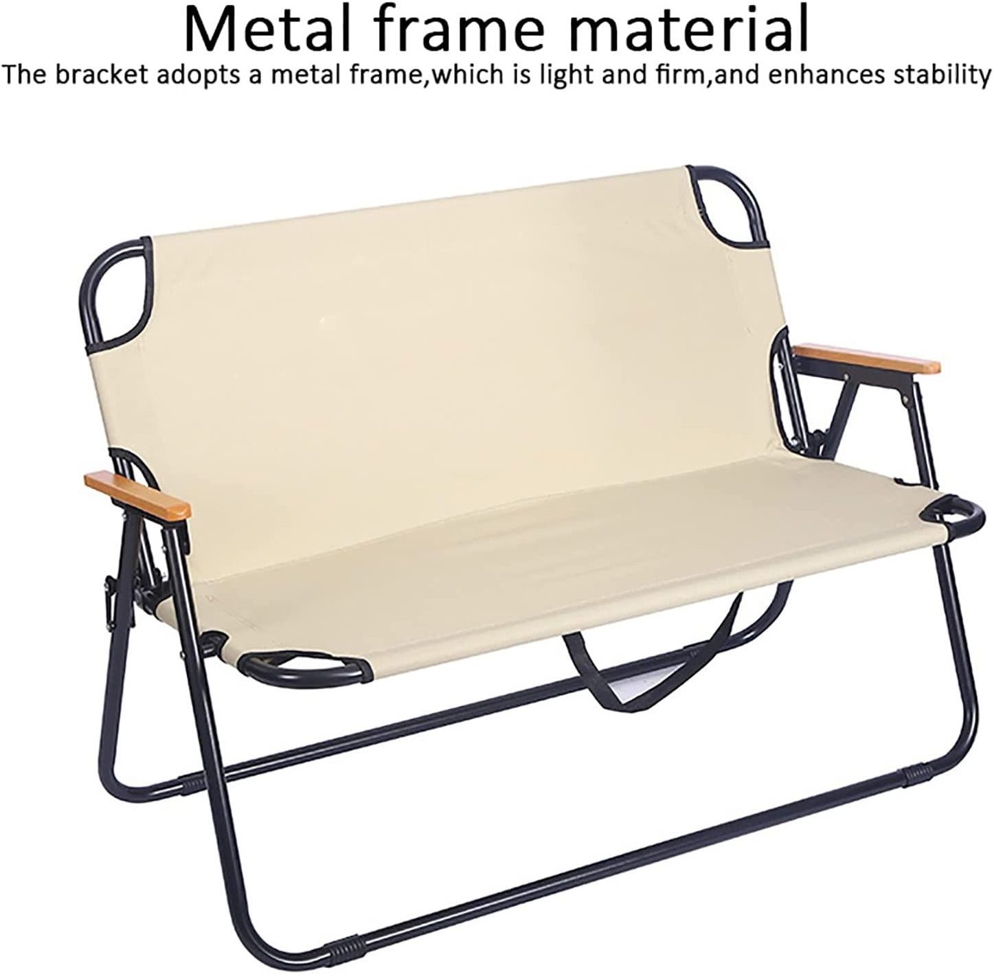 New Hot Sale Outdoor Portable Lightweight Double Folding Chair Metal Frame Camping Beach Chair With Arm