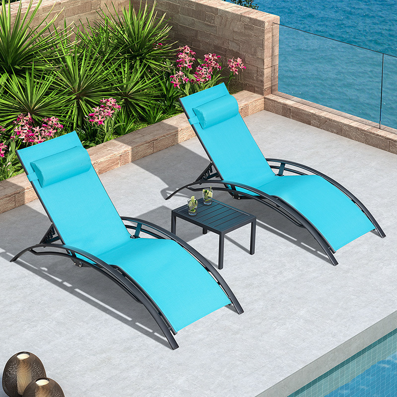 Resort Leisure Hotel Swimming pool Balcony Garden Aluminum Sling Reclining Patio Sun Bed Beach Chair Sun Lounger