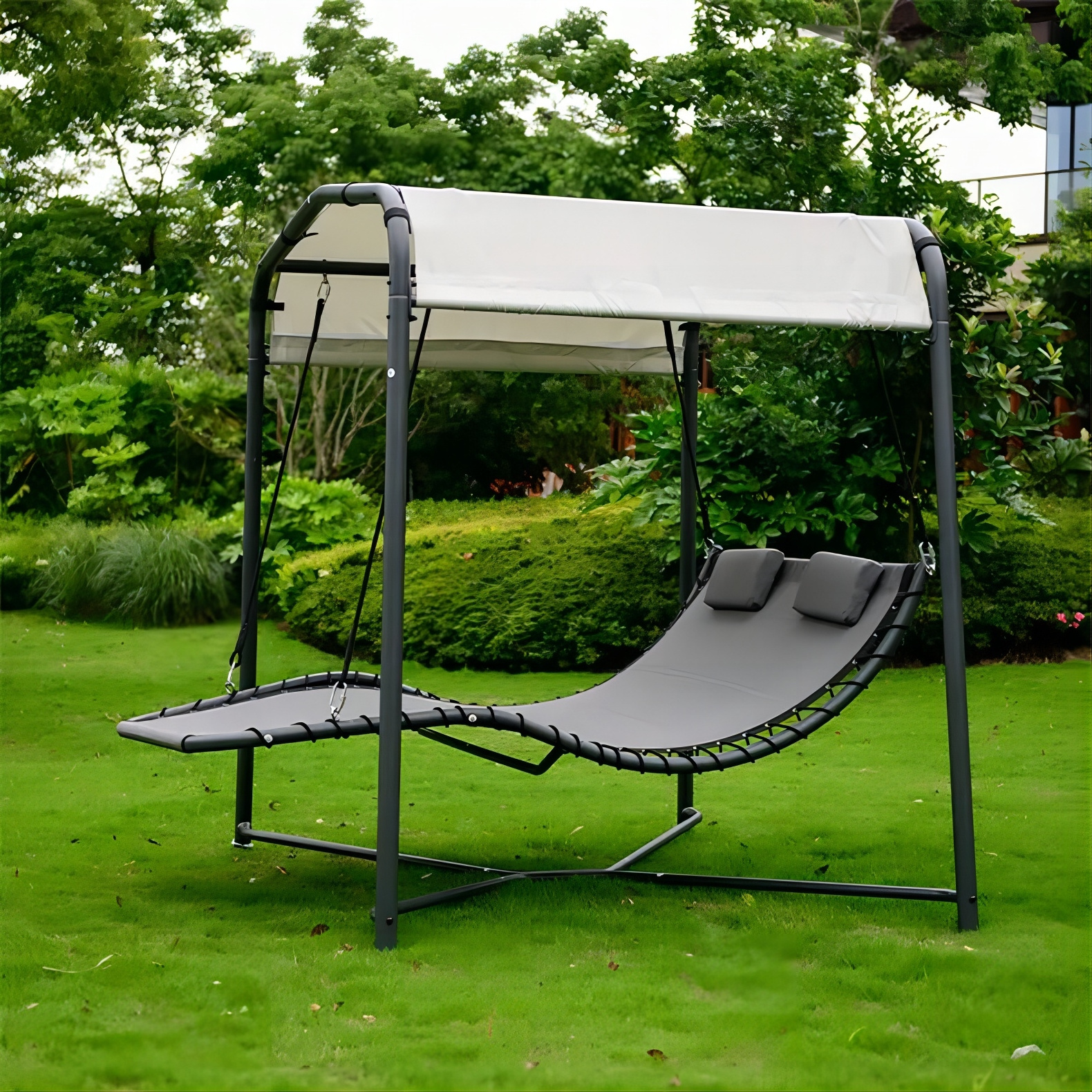 New Fashion Outdoor Portable 2 Person Swing Hanging Outdoor Leisure Hanging Chair Garden Patio Swings Curtain Canopy Bed