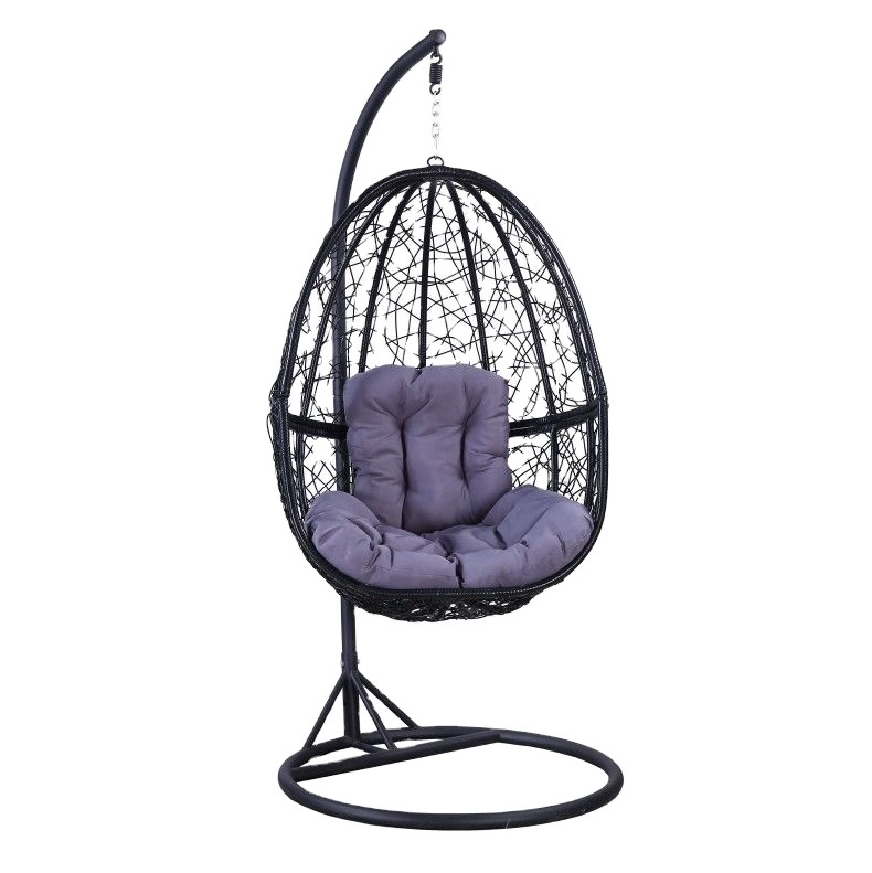 Best Seller Outdoor One Seat Rattan Wicker Swing Basket All Weather Hanging Egg Chair With Metal Stand