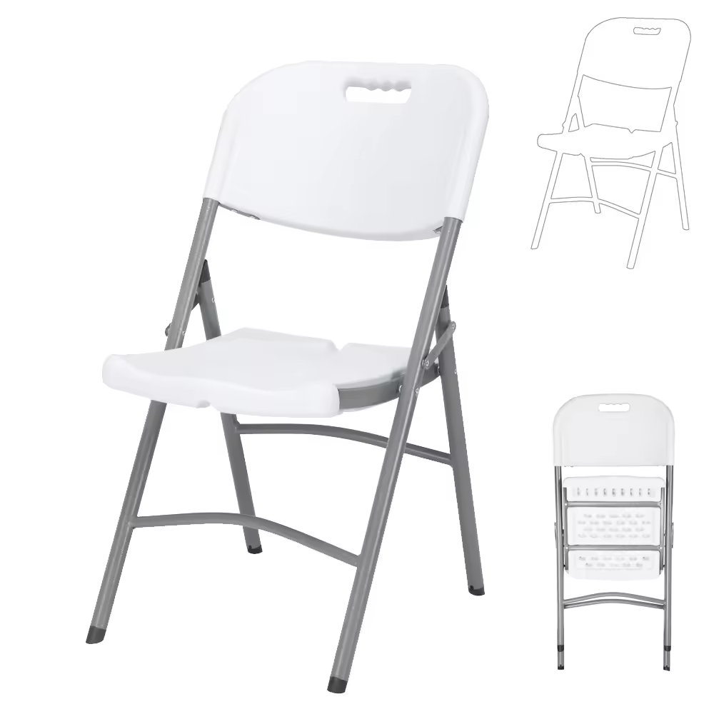 Cheap Wholesale Modern Foldable, Stackable Garden Chair Outdoor Portable White Metal Plastic Folding Chairs For Events Wedding