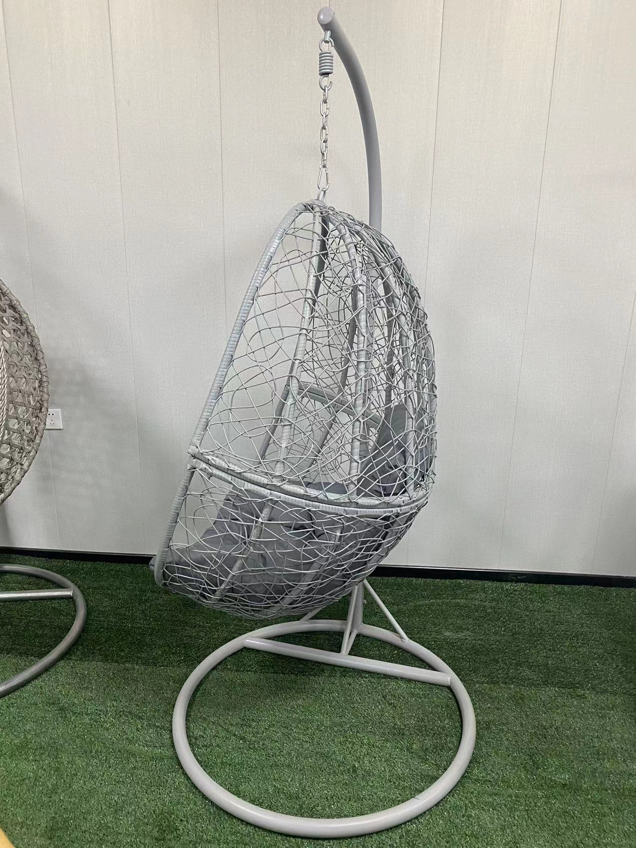 Best Seller Outdoor One Seat Rattan Wicker Swing Basket All Weather Hanging Egg Chair With Metal Stand