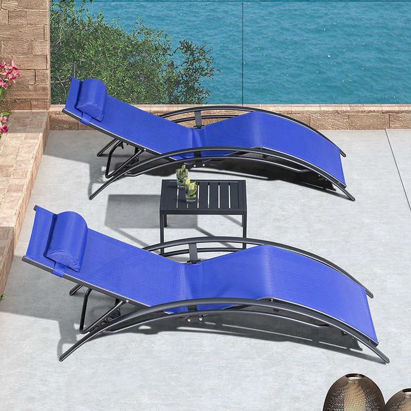 Resort Leisure Hotel Swimming pool Balcony Garden Aluminum Sling Reclining Patio Sun Bed Beach Chair Sun Lounger