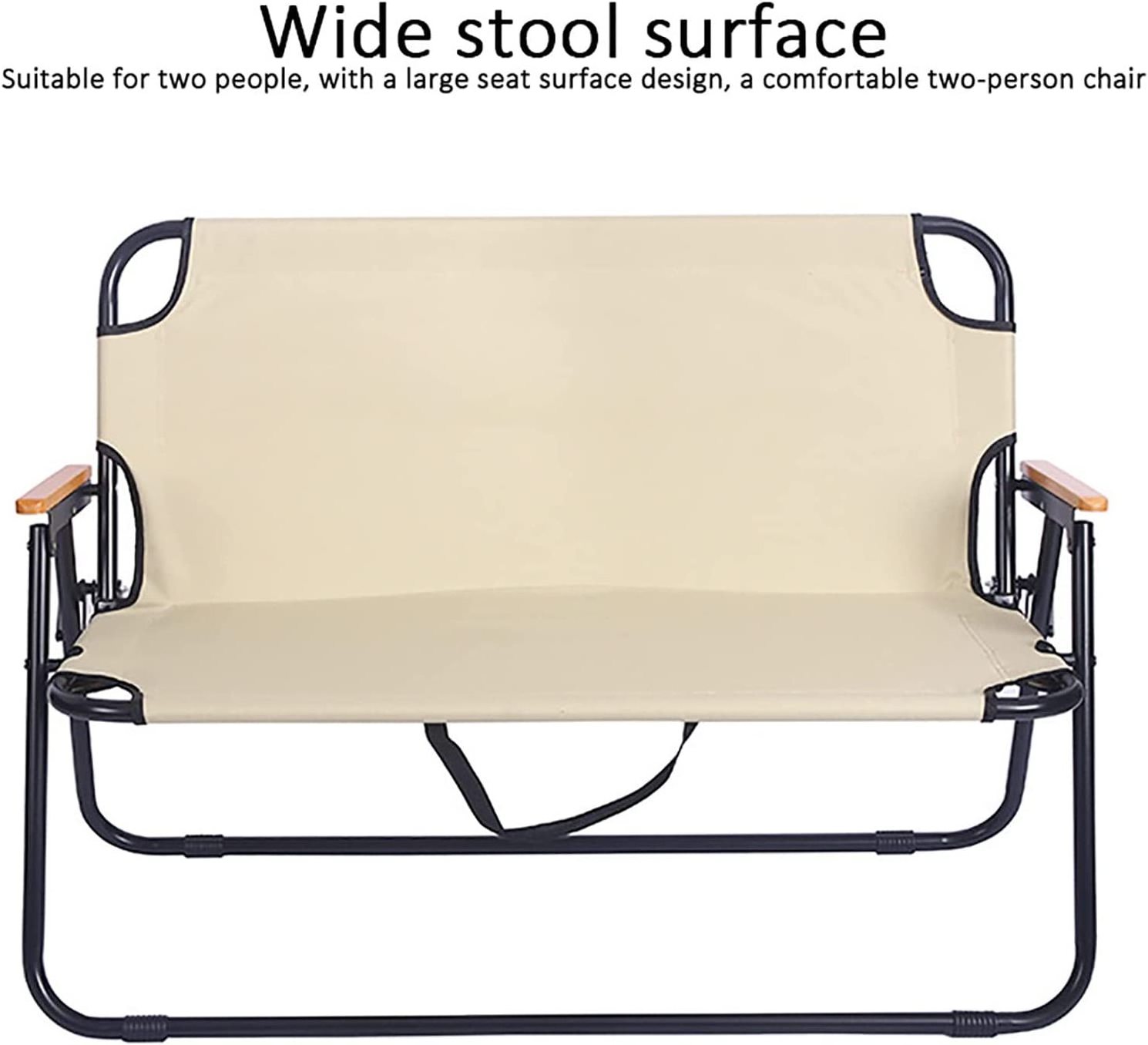 New Hot Sale Outdoor Portable Lightweight Double Folding Chair Metal Frame Camping Beach Chair With Arm