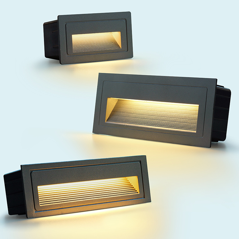 Outdoor Stair Lights Modern Aluminum IP65 IP67 Black White Led Recessed Light surface mounted Step Ramp Lighting