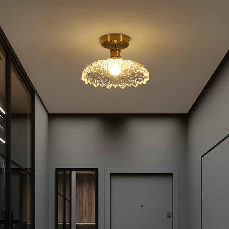 Modern Glass Ceiling Light Fixture Semi- Flush Mount Glass Ceiling Lighting Fixture for Cloakroom Entrance Hall Aisle Corridor