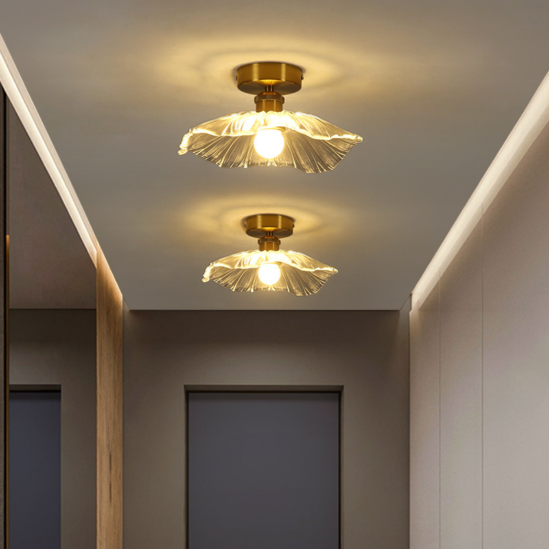 Modern Glass Ceiling Light Fixture Semi- Flush Mount Glass Ceiling Lighting Fixture for Cloakroom Entrance Hall Aisle Corridor