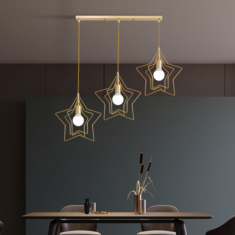 High quality new modern copper lighting chandelier simple creative star shape pendant light for wedding hotel Hallway Corridor