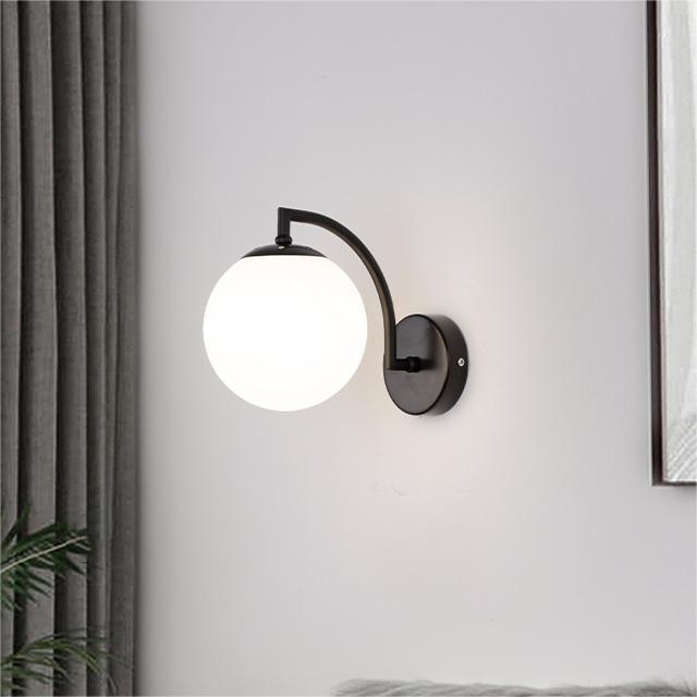 modern indoor black gold decor glass light fixture led wall light bracket Nordic wall lamp for living room porch hotel hallway