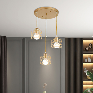 Simple Modern Iron Gold Household Decoration Fixture three Head E27 Pendant Light for Living Room Restaurant Shop Bar