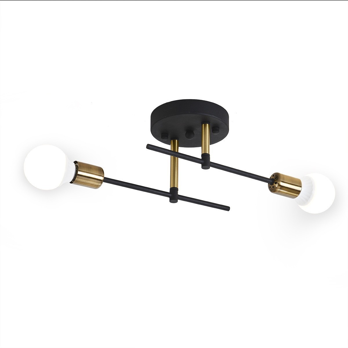 Hot sales 2-light Simple Metal Ceiling Lamp Flush Mounted Indoor Room Lights Iron E27 black and gold Ceiling Lamp for home