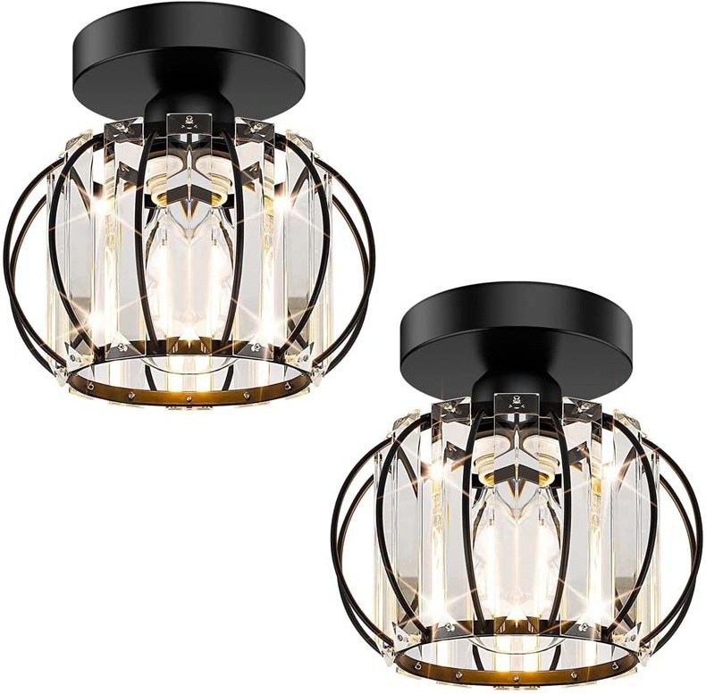 Flush Mount Ceiling Light Fixture Small Crystal Lighting Indoor LED Iron Cage Ceiling Light Home Pendant Lamps